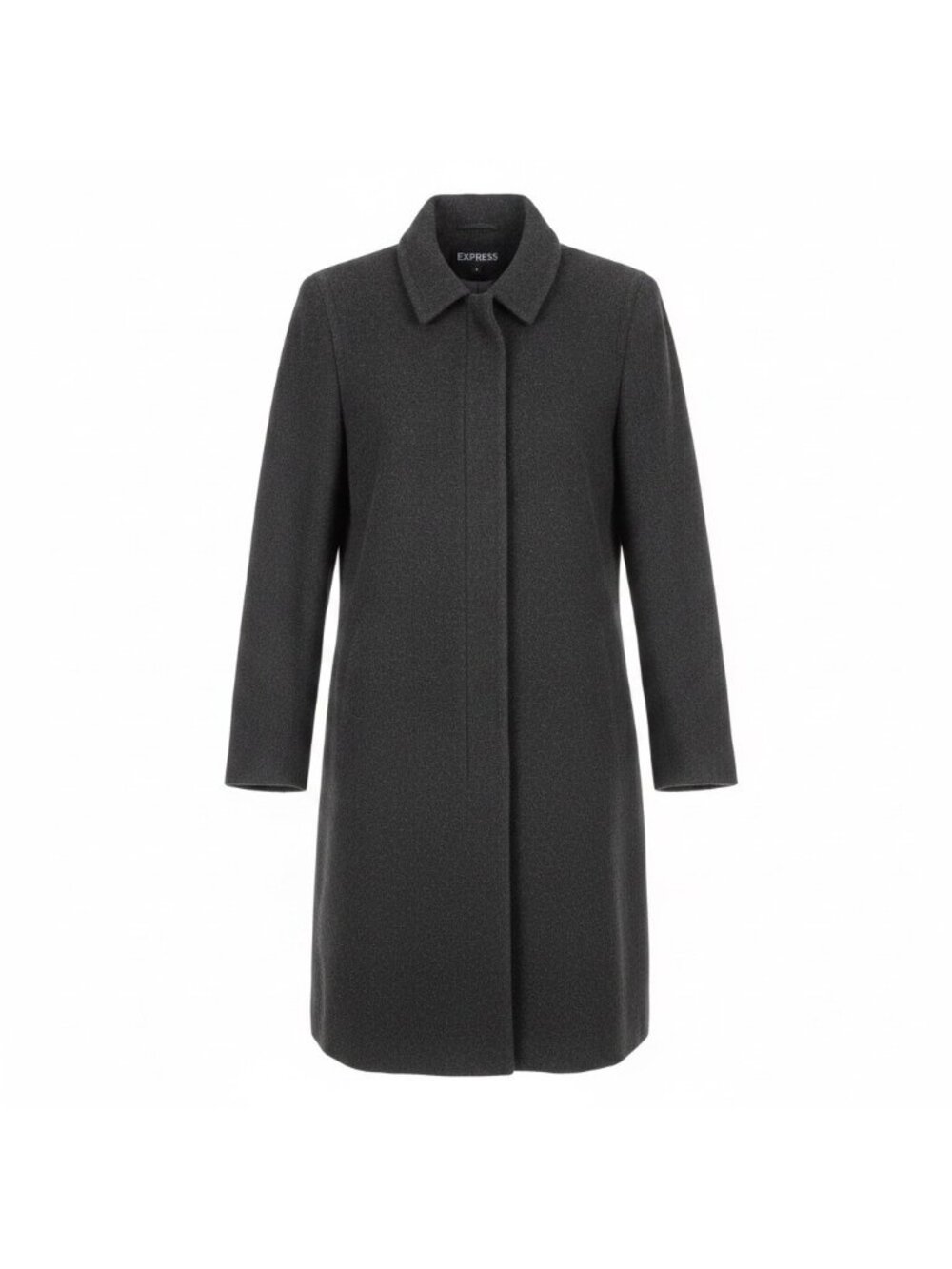 Express Womens Gray Zip-Up Coat Fully Lined Slim Fit Classic Size 9/10